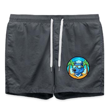 Lunettes de soleil de dessin animé de race de chien en dentelle bleue plage - Short de bain - charbon - Devant - AI Model Male 185 light (185cm)