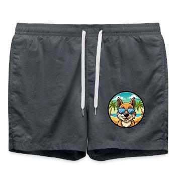 Alopekis Dog Breed Cartoon Sunglasses Beach - Swim Trunks - anthracite - Front - AI Model Male 185 light (185cm)