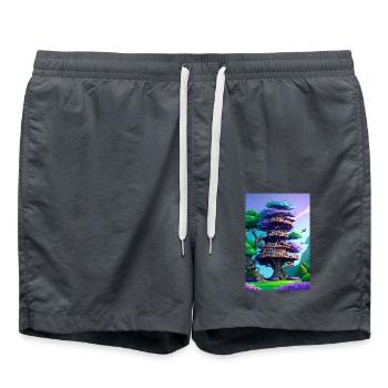 Treehouse Purple - Badeshorts - Anthrazit - Vorne - AI Model Male 185 light (185cm)