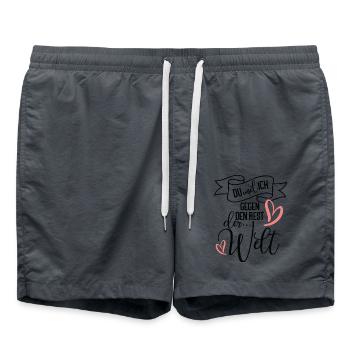 Du und ich gegen den Rest der Welt Liebe Motiv - Badeshorts - Anthrazit - Vorne - AI Model Male 185 light (185cm)