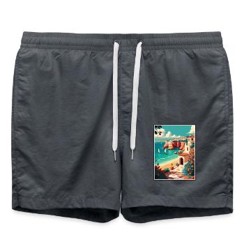 Lagos Portugal Vintage Reiseposter WPA Souvenir - Badeshorts - Anthrazit - Vorne - AI Model Male 185 light (185cm)
