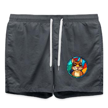 Chipmunk Buntglas Bunte Karikatur Kawaii Ani - Badeshorts - Anthrazit - Vorne - AI Model Male 185 light (185cm)
