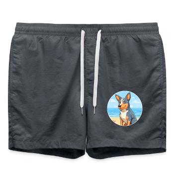 Blauer Heeler Hund Rasse Cartoon Kawaii Clipart Hund - Badeshorts - Anthrazit - Vorne - AI Model Male 185 light (185cm)