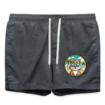 Tiger Cat Breed Cartoon Sunglasses Beach - Swim Trunks - anthracite - Front - AI Model Male 185 light (185cm)