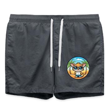 Pixie Bob Cat Breed Cartoon Sunglasses Beach - Swim Trunks - anthracite - Front - AI Model Male 185 light (185cm)