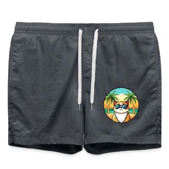Exotische Kurzhaarkatze Rasse Cartoon Sonnenbrille Strand - Badeshorts - Anthrazit - Vorne - AI Model Male 185 light (185cm)