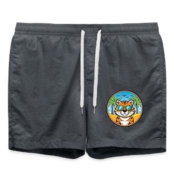 Tiger Cat Breed Cartoon Sunglasses Beach - Swim Trunks - anthracite - Front - AI Model Male 185 light (185cm)