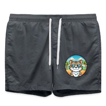 Lunettes de soleil de dessin animé de race de chat calicot dilué plage - Short de bain - charbon - Devant - AI Model Male 185 light (185cm)