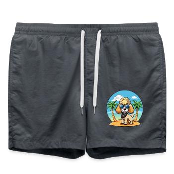Pudel Hund Lustige Cartoon Sommer Strand Sonnenbrille - Badeshorts - Anthrazit - Vorne - AI Model Male 185 light (185cm)