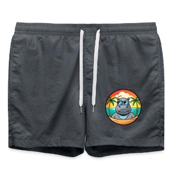 Nilpferd Lustige Cartoon Sommer Strand Sonnenbrille Cool - Badeshorts - Anthrazit - Vorne - AI Model Male 185 light (185cm)