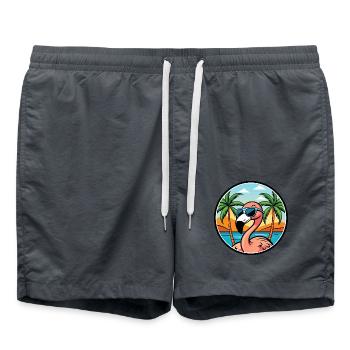 Flamingo Lustige Cartoon Sommer Strand Sonnenbrille - Badeshorts - Anthrazit - Vorne - AI Model Male 185 light (185cm)