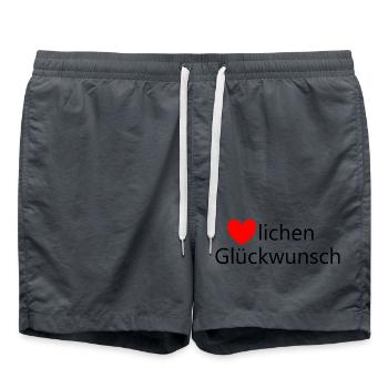 Geburtstag Glückwunsch Geschenk - Badeshorts - Anthrazit - Vorne - AI Model Male 185 light (185cm)