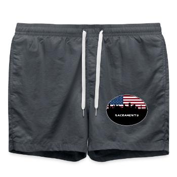 Sacramento Kalifornien USA Flagge Skyline Reisen Souv - Badeshorts - Anthrazit - Vorne - AI Model Male 185 light (185cm)