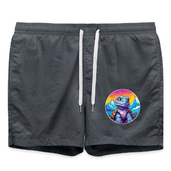 Schildkröte Aquarell Karikatur Kawaii Haustier Tier Farbe - Badeshorts - Anthrazit - Vorne - AI Model Male 185 light (185cm)