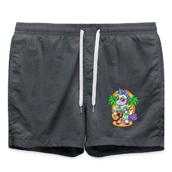 Lustige Einhorn Cartoon Sommer Strand Sonnenbrille - Badeshorts - Anthrazit - Vorne - AI Model Male 185 light (185cm)
