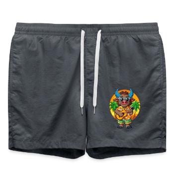 Lustige Buffalo Cartoon Sommer Strand Sonnenbrille - Badeshorts - Anthrazit - Vorne - AI Model Male 185 light (185cm)