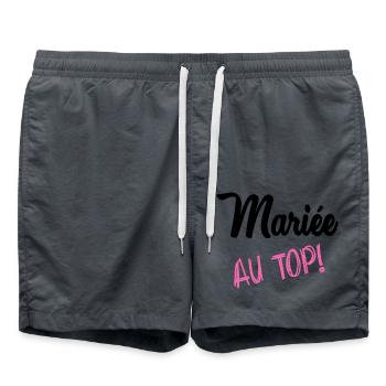 WEDDING. HEART. COUPLE. JUST MARRIED. Bachelorette party - Swim Trunks - anthracite - Front - AI Model Male 185 light (185cm)