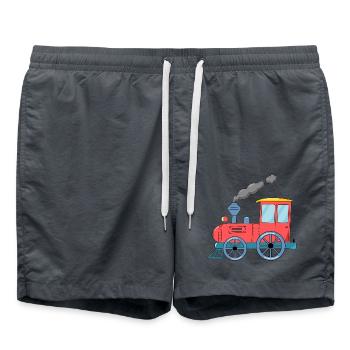 Kinderzug Eisenbahn rosa - Badeshorts - Anthrazit - Vorne - AI Model Male 185 light (185cm)