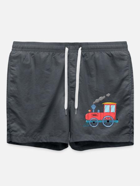 Children's train railway pink - Swim Trunks - anthracite