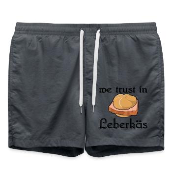 we trust in Leberkäs - Wir vertrauen auf Leberkäs - Badeshorts - Anthrazit - Vorne - AI Model Male 185 light (185cm)