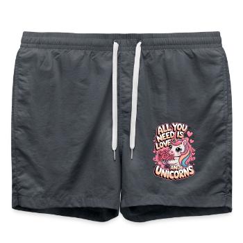 Tout ce dont vous avez besoin, c’est d’amour et de licornes - Short de bain - charbon - Devant - AI Model Male 185 light (185cm)