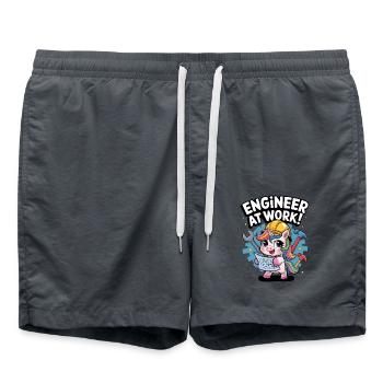 Engineer At Work! - Swim Trunks - anthracite - Front - AI Model Male 185 light (185cm)