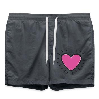 Pink Heart Burst Logo - Badeshorts - Anthrazit - Vorne - AI Model Male 185 light (185cm)