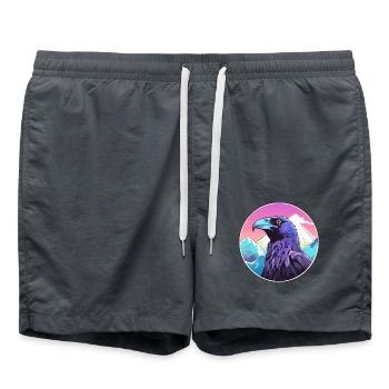 Krähe Aquarell Karikatur Kawaii Haustier Tier Bunt - Badeshorts - Anthrazit - Vorne - AI Model Male 185 light (185cm)