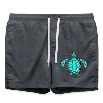 Grüne Schildkröte - türkis - Badeshorts - Anthrazit - Vorne - AI Model Male 185 light (185cm)