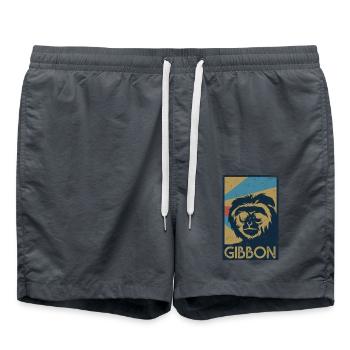 Flinker Gibbon Dschungelbewohner - Badeshorts - Anthrazit - Vorne - AI Model Male 185 light (185cm)