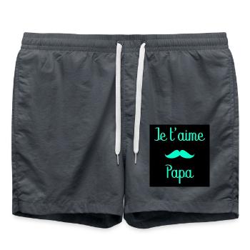 DAD. FATHER'S DAY. HAPPY FATHER'S DAY. HAPPY BIRTHDAY. - Swim Trunks - anthracite - Front - AI Model Male 185 light (185cm)