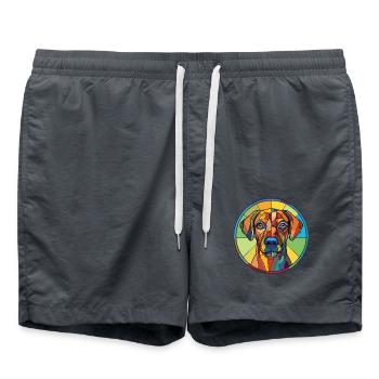 Sabueso Español Hunderasse Aquarell Illustration - Badeshorts - Anthrazit - Vorne - AI Model Male 185 light (185cm)