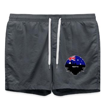 Perth Australien Flagge Skyline Silhouette Reisen - Badeshorts - Anthrazit - Vorne - AI Model Male 185 light (185cm)