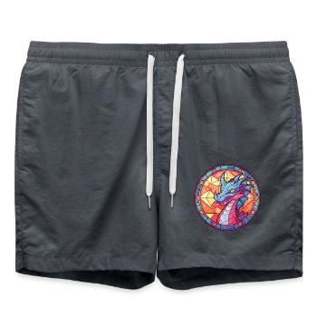 Drache Buntes Aquarell Tier Haustier Illustration - Badeshorts - Anthrazit - Vorne - AI Model Male 185 light (185cm)