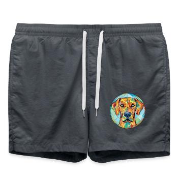 Rhodesian Ridgeback Hund Buntes Aquarell Haustier - Badeshorts - Anthrazit - Vorne - AI Model Male 185 light (185cm)