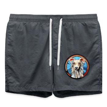 Chinesisches Schopfhundrassen-Aquarellglas - Badeshorts - Anthrazit - Vorne - AI Model Male 185 light (185cm)