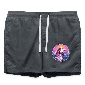 Irischer roter und weißer Setter Hund Rasse Cartoon Kawai - Badeshorts - Anthrazit - Vorne - AI Model Male 185 light (185cm)