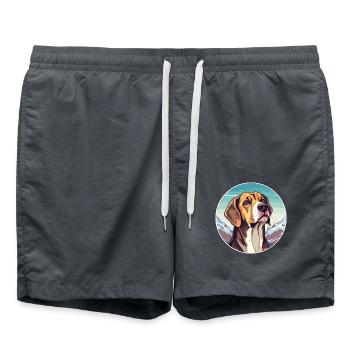 Braque Du Bourbonnais Hunderasse Cartoon Kawaii Wat - Badeshorts - Anthrazit - Vorne - AI Model Male 185 light (185cm)