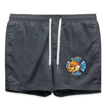 Flunder Fisch Buntes Aquarell Tier Cartoon - Badeshorts - Anthrazit - Vorne - AI Model Male 185 light (185cm)