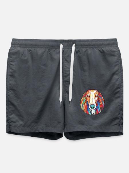 Barsoi-Hunderasse Bunte Aquarell-Illustration - Badeshorts - Anthrazit