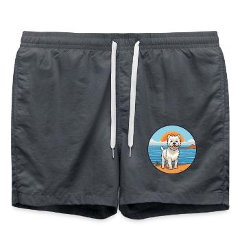 West Highland Terrier Hunderasse Cartoon Kawaii Hund - Badeshorts - Anthrazit - Vorne - AI Model Male 185 light (185cm)