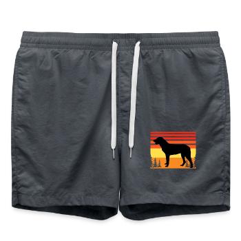 Cao De Castro Laboreiro Hund Silhouette Retro Sonne - Badeshorts - Anthrazit - Vorne - AI Model Male 185 light (185cm)