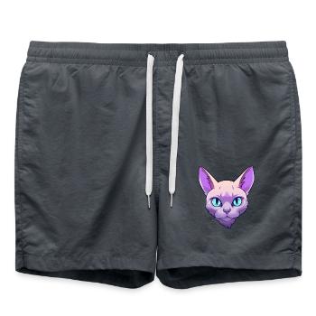 Europäische burmesische Katze Aquarell Karikatur Kawaii - Badeshorts - Anthrazit - Vorne - AI Model Male 185 light (185cm)