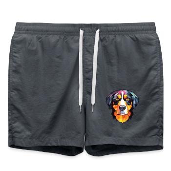 Appenzeller Sennenhund Hunderasse Aquarellglas - Badeshorts - Anthrazit - Vorne - AI Model Male 185 light (185cm)