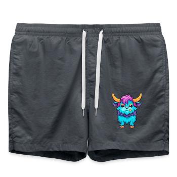 Yak buntes Aquarell Cartoon Kawaii Tier - Badeshorts - Anthrazit - Vorne - AI Model Male 185 light (185cm)