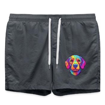 Broholmer Hunderasse Karikatur Kawaii Illustration - Badeshorts - Anthrazit - Vorne - AI Model Male 185 light (185cm)