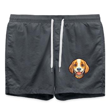 Billy Hunderasse Cartoon Kawaii Illustration - Badeshorts - Anthrazit - Vorne - AI Model Male 185 light (185cm)