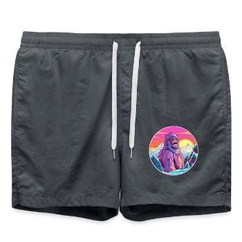 Big Foot Aquarell Karikatur Kawaii Haustier Tier Colo - Badeshorts - Anthrazit - Vorne - AI Model Male 185 light (185cm)