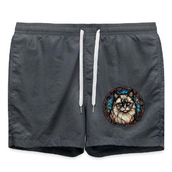 Ragdoll Katzenrasse Aquarellglas - Badeshorts - Anthrazit - Vorne - AI Model Male 185 light (185cm)