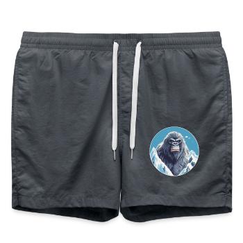Big Foot Aquarell Karikatur Kawaii Haustier Tier Colo - Badeshorts - Anthrazit - Vorne - AI Model Male 185 light (185cm)